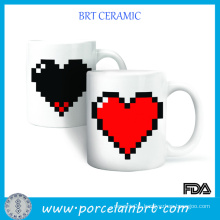 Pixel Heart Morphing Ceramic Color Change Mugs